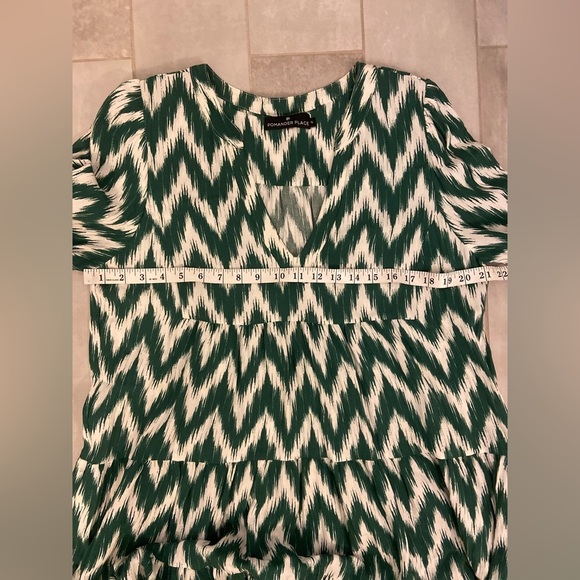 Pomander Place Kenzo Green Chevon Ikat Mini Dress Size XL - Picture 7 of 7